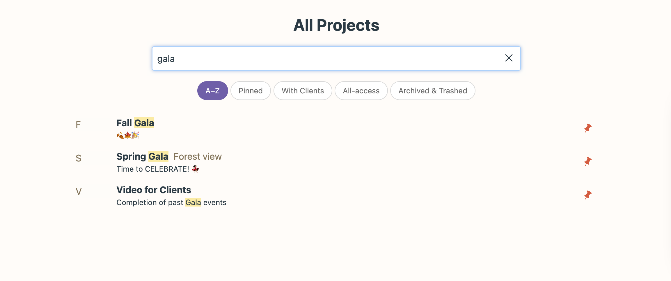 A screenshot of the search results for